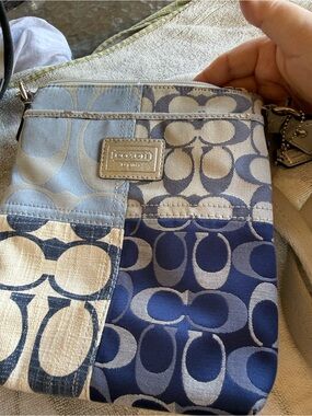Coach Patchwork Signature Crossbody in Blue and Cream Tones